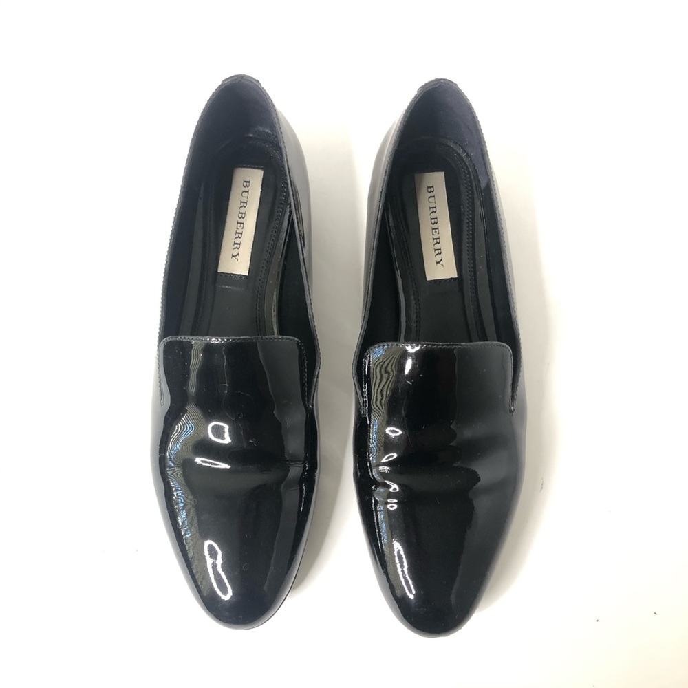Burberry Mormont Black Patent Leather Loafers Size 8 Made in Italy